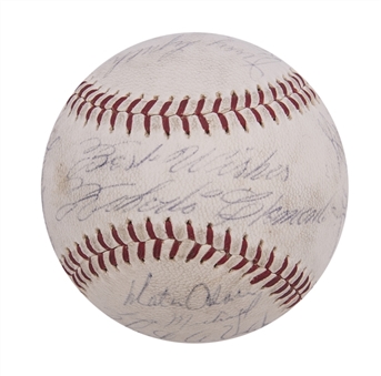 1969 Pittsburgh Pirates Team Signed ONL Giles Baseball With 20 Signatures Including Roberto Clemente, Willie Stargell and Bill Mazeroski (Beckett)